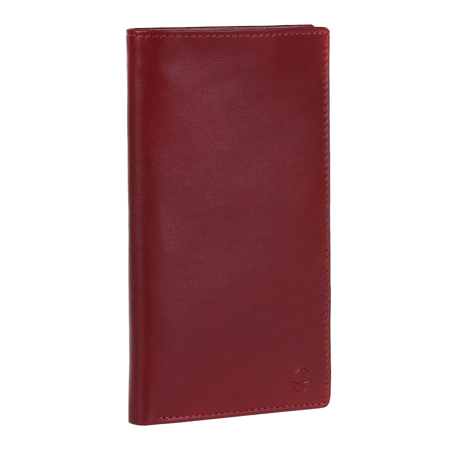 Red leather wallet on a white background