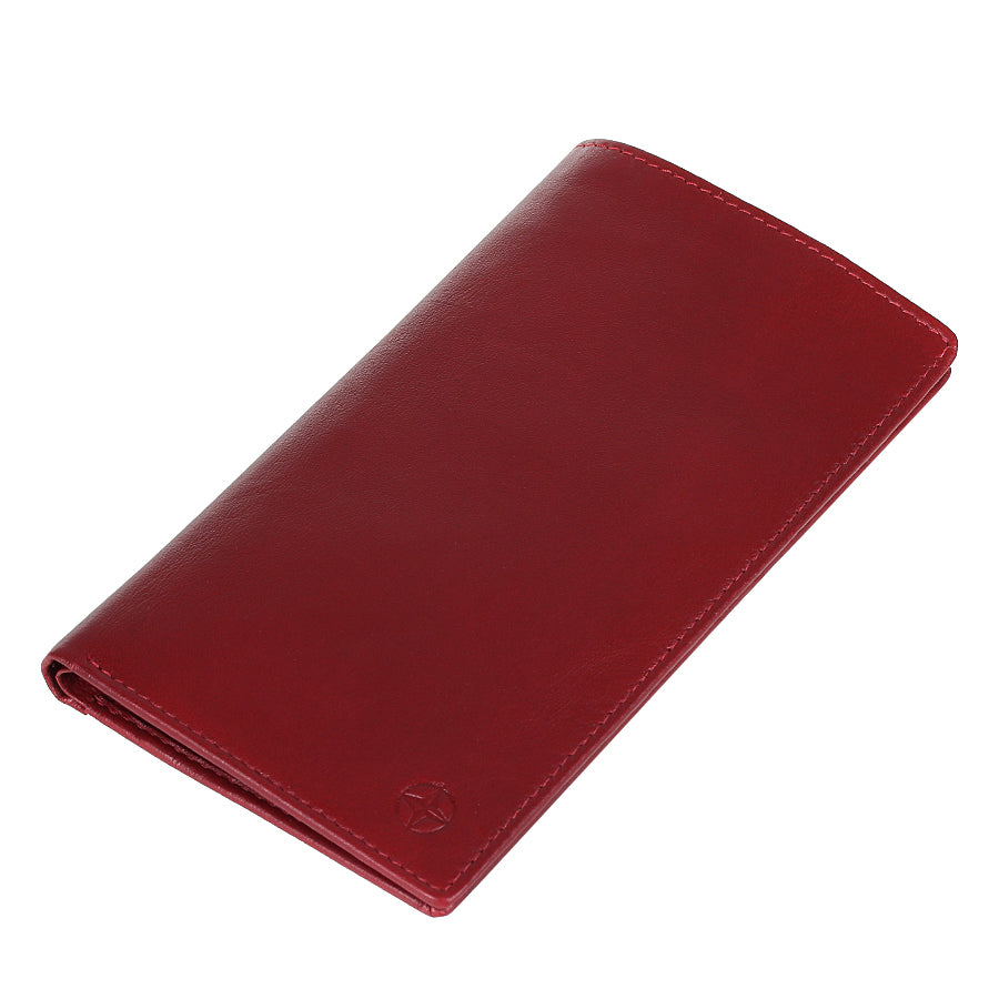 Red leather wallet on a white background