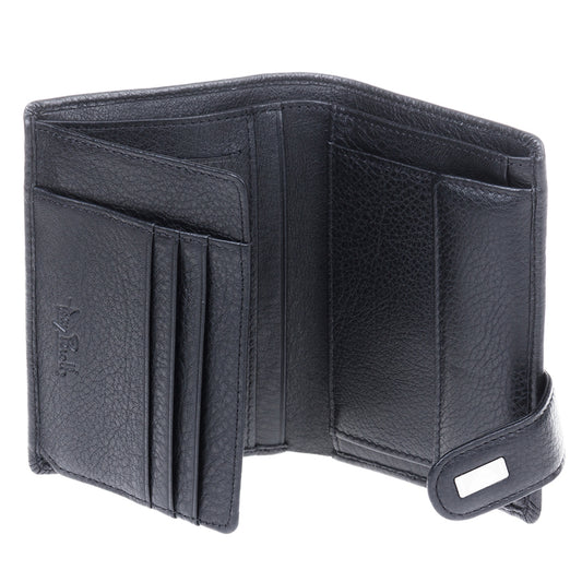 Tony Perotti Contatto 1023 nero opened — 3 vertical card slots, embossed logo pocket and coin pocket