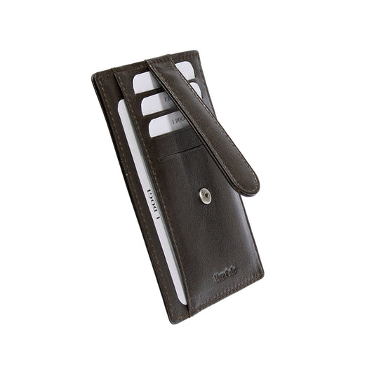 Cortina 5001 moro at an angle — the leather strap lifted, showing the press stud that closes it