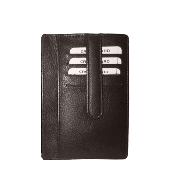 Tony Perotti Cortina 5001 moro — back face with the leather strap running down the centre across four more card slots