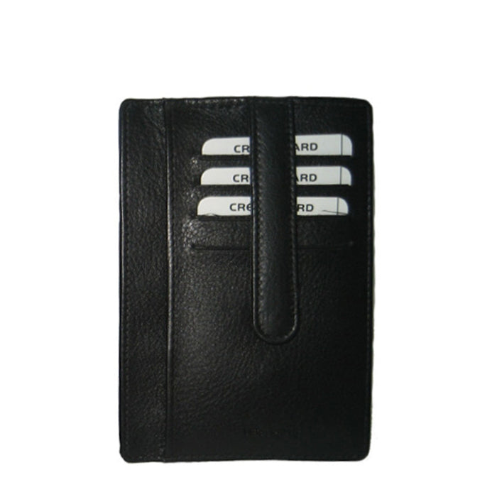 Tony Perotti Cortina 5001 nero — back face with the leather strap running down the centre across four more card slots