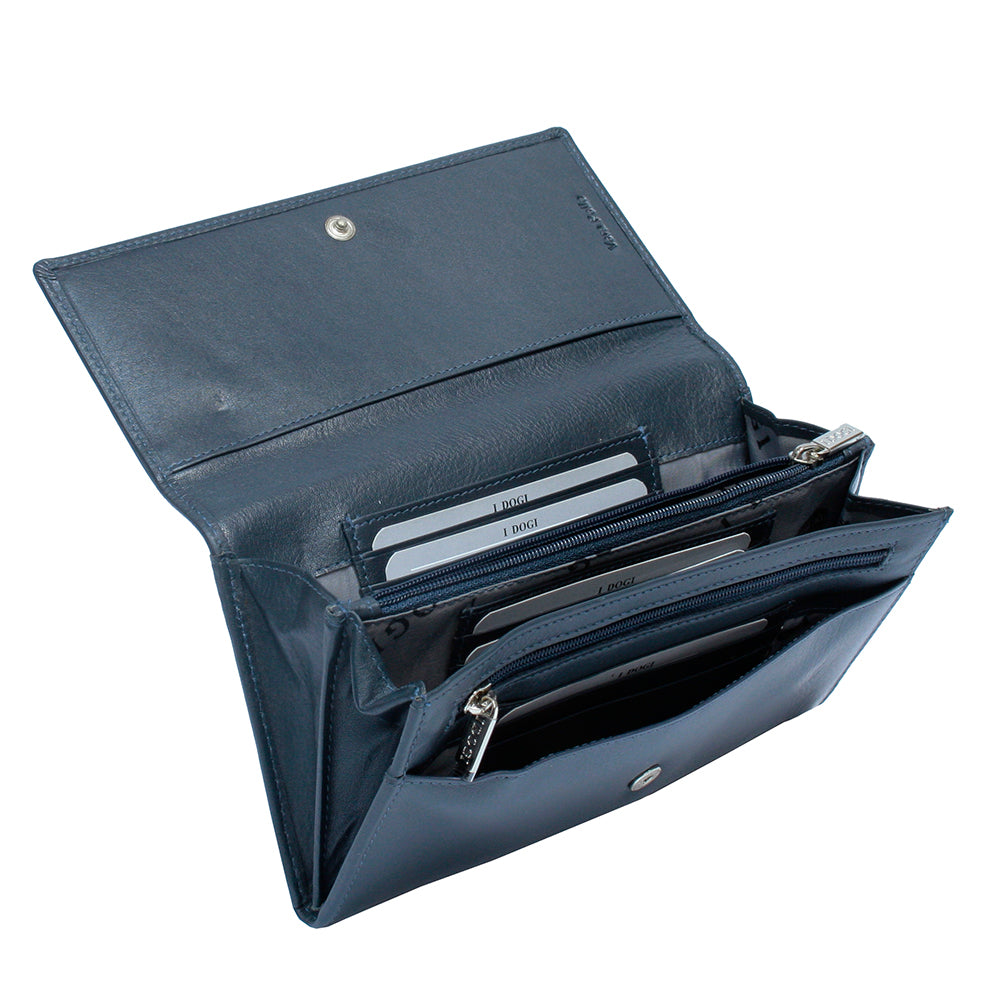 Tony Perotti Dames Portemonnee met Overslag Navy Leer — Cortina 5048 Navy