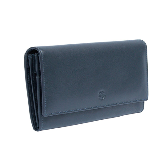 Tony Perotti Women's Navy Leather Flap Wallet — Cortina 5048 Navy
