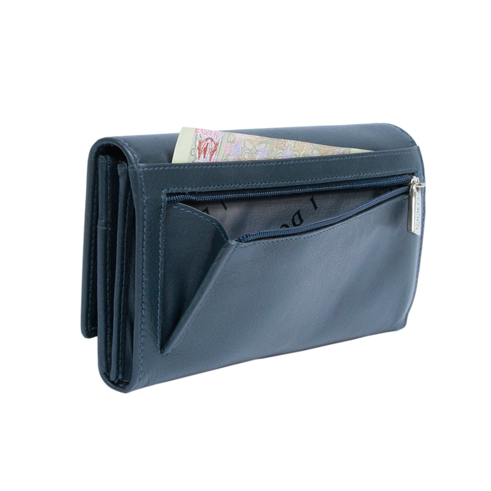 Tony Perotti Dames Portemonnee met Overslag Navy Leer — Cortina 5048 Navy