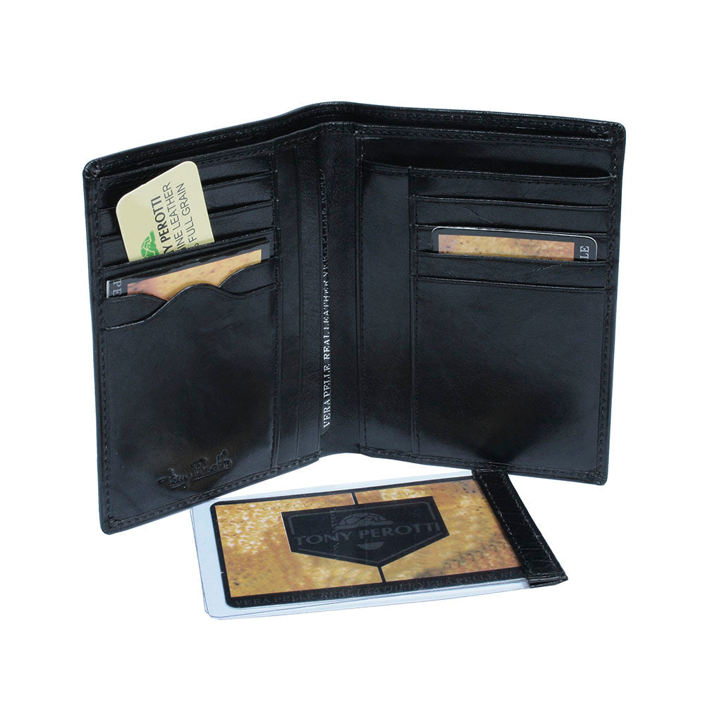 Tony Perotti Italico 1153 nero wallet with removable ID holder displayed separately