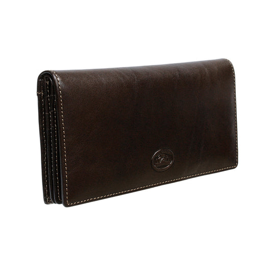 Tony Perotti Brown Leather Card Wallet with Flap on a white background