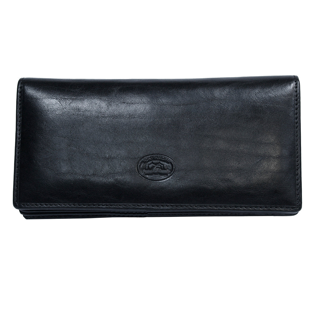 Tony Perotti Zwarte Leren Kaartportefeuille met Overslag — Italico 1902 Nero