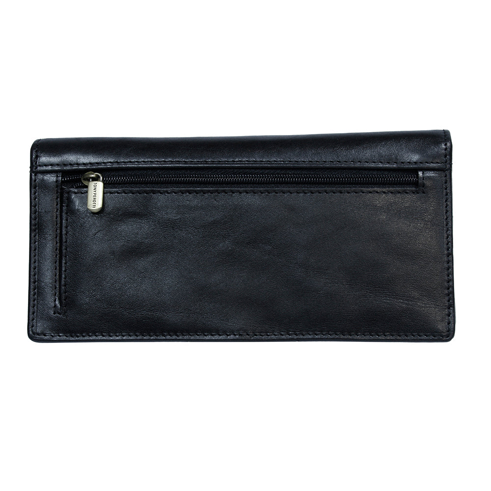 Tony Perotti Zwarte Leren Kaartportefeuille met Overslag — Italico 1902 Nero