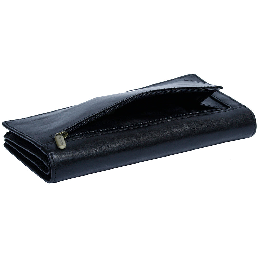 Tony Perotti Zwarte Leren Kaartportefeuille met Overslag — Italico 1902 Nero