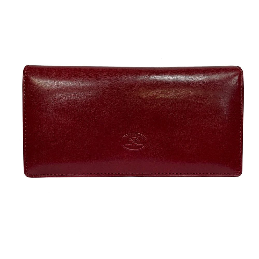 Tony Perotti Dames Rode Leren Kaartportemonnee met Klep — Italico 1902 Rosso