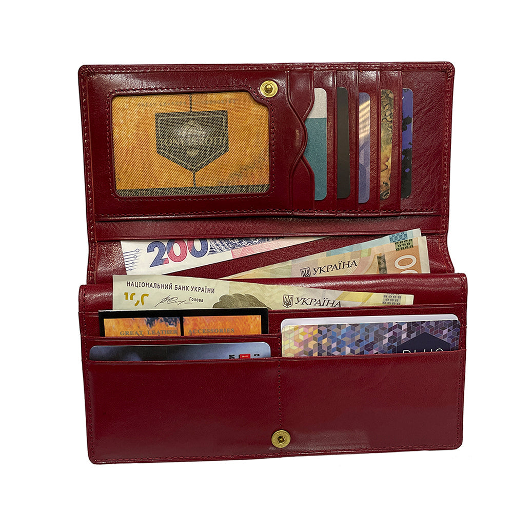 Tony Perotti Dames Rode Leren Kaartportemonnee met Klep — Italico 1902 Rosso