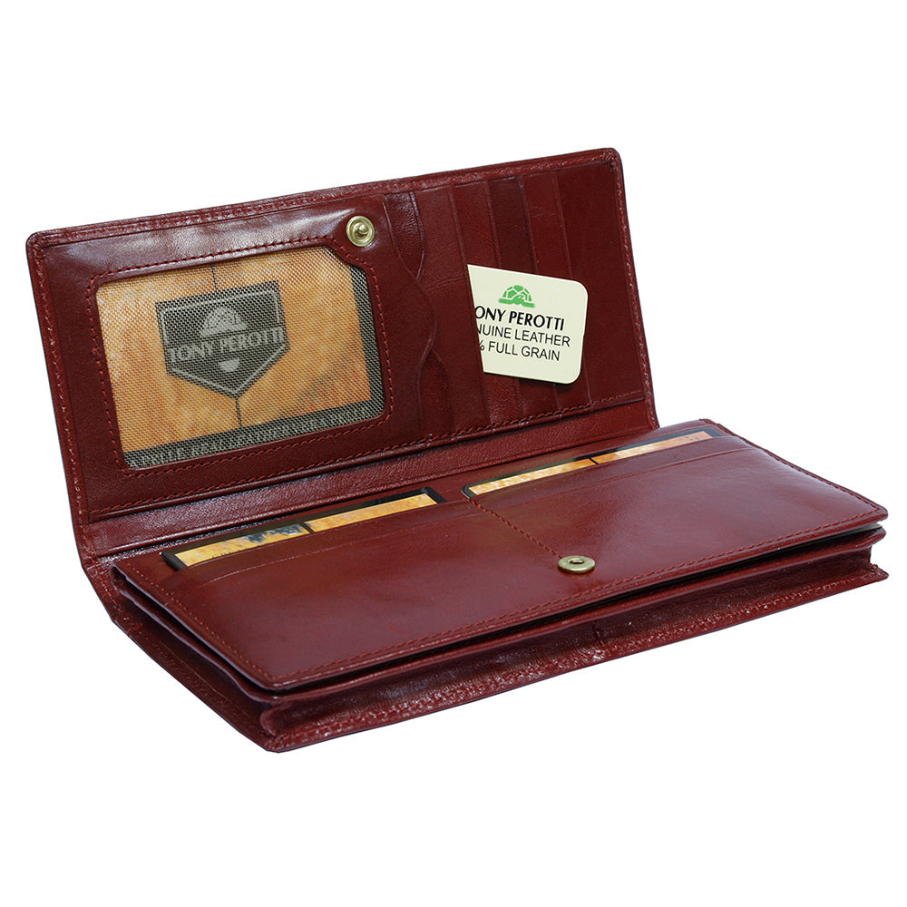 Tony Perotti Dames Rode Leren Kaartportemonnee met Klep — Italico 1902 Rosso