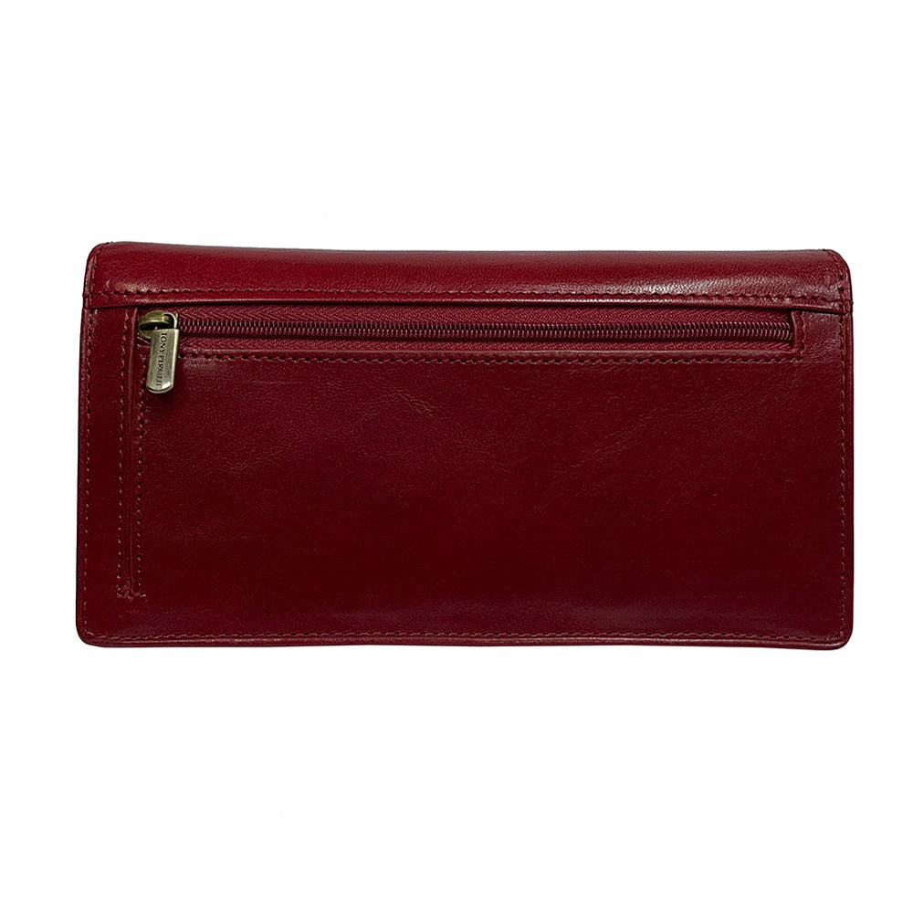 Tony Perotti Dames Rode Leren Kaartportemonnee met Klep — Italico 1902 Rosso