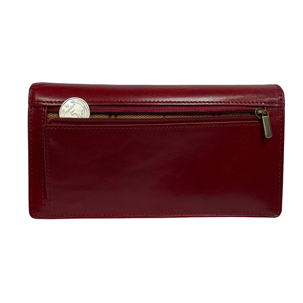 Tony Perotti Dames Rode Leren Kaartportemonnee met Klep — Italico 1902 Rosso