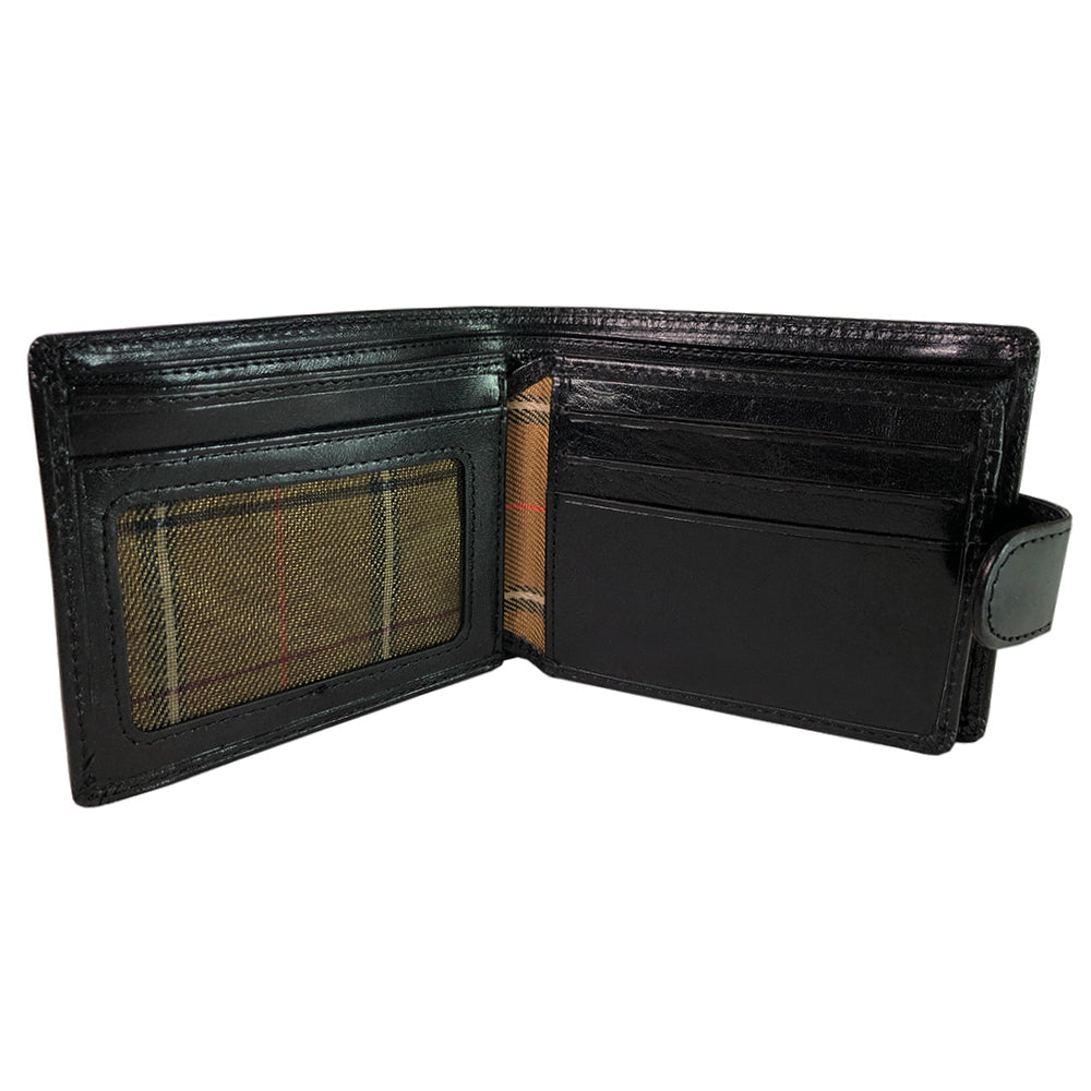 Italico 2117 nero open — the mesh ID window and the checked lining on the left, the coin pocket on the right