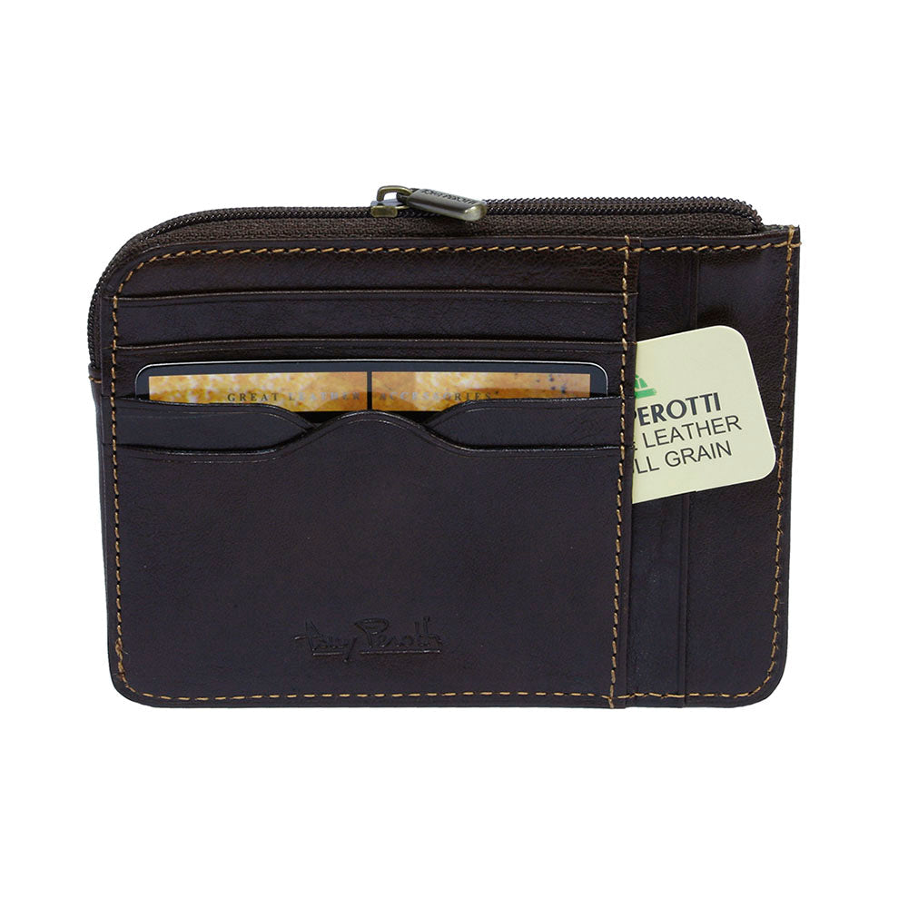 Tony Perotti Italico 2275 moro — the back face with its own card slots and the embossed Tony Perotti signature, authenticity tag tucked in the side