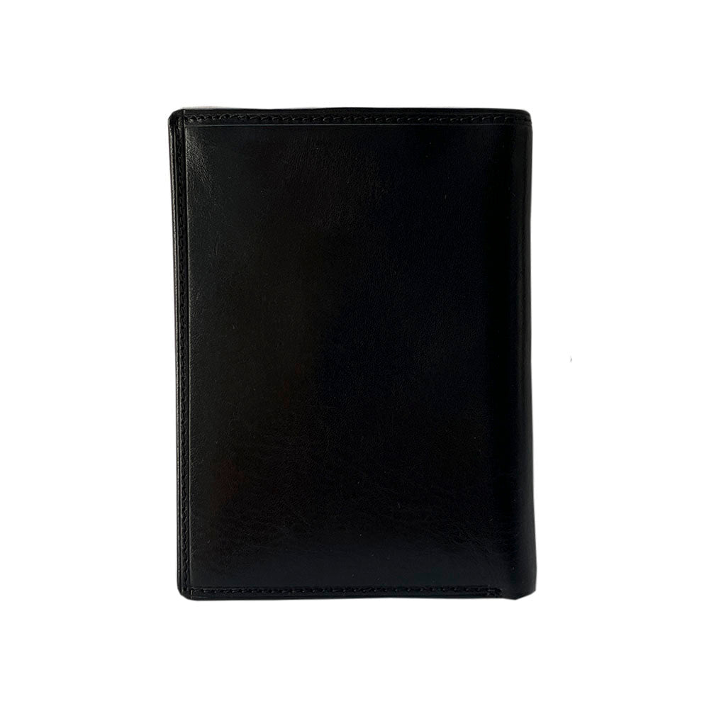 Back of the black leather passport wallet Tony Perotti Italico 3450Q nero with tonal stitching