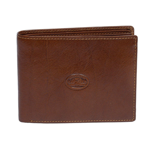 Tony Perotti men's reddish-brown leather wallet with a brand logo on a white background