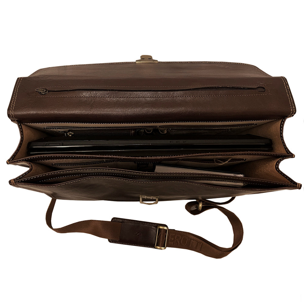 Tony Perotti Italico 8008-40 moro brown open briefcase - img 2