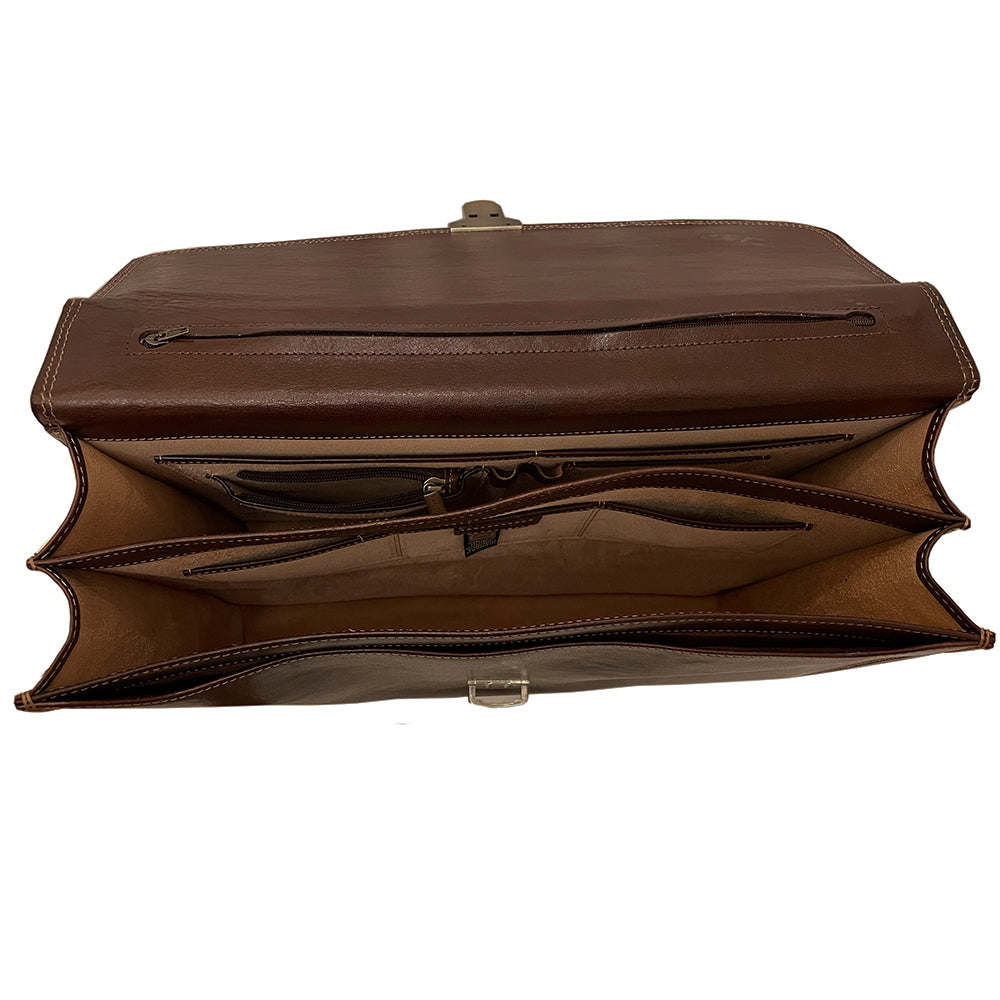 Tony Perotti Italico 8008-40 moro brown open briefcase - img 3