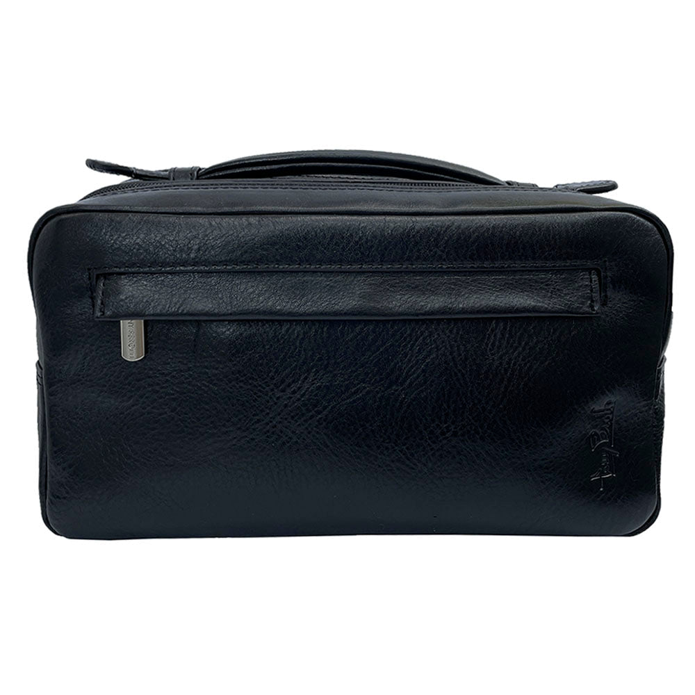 Tony Perotti Italico 8231 nero black leather toiletry bag — back view