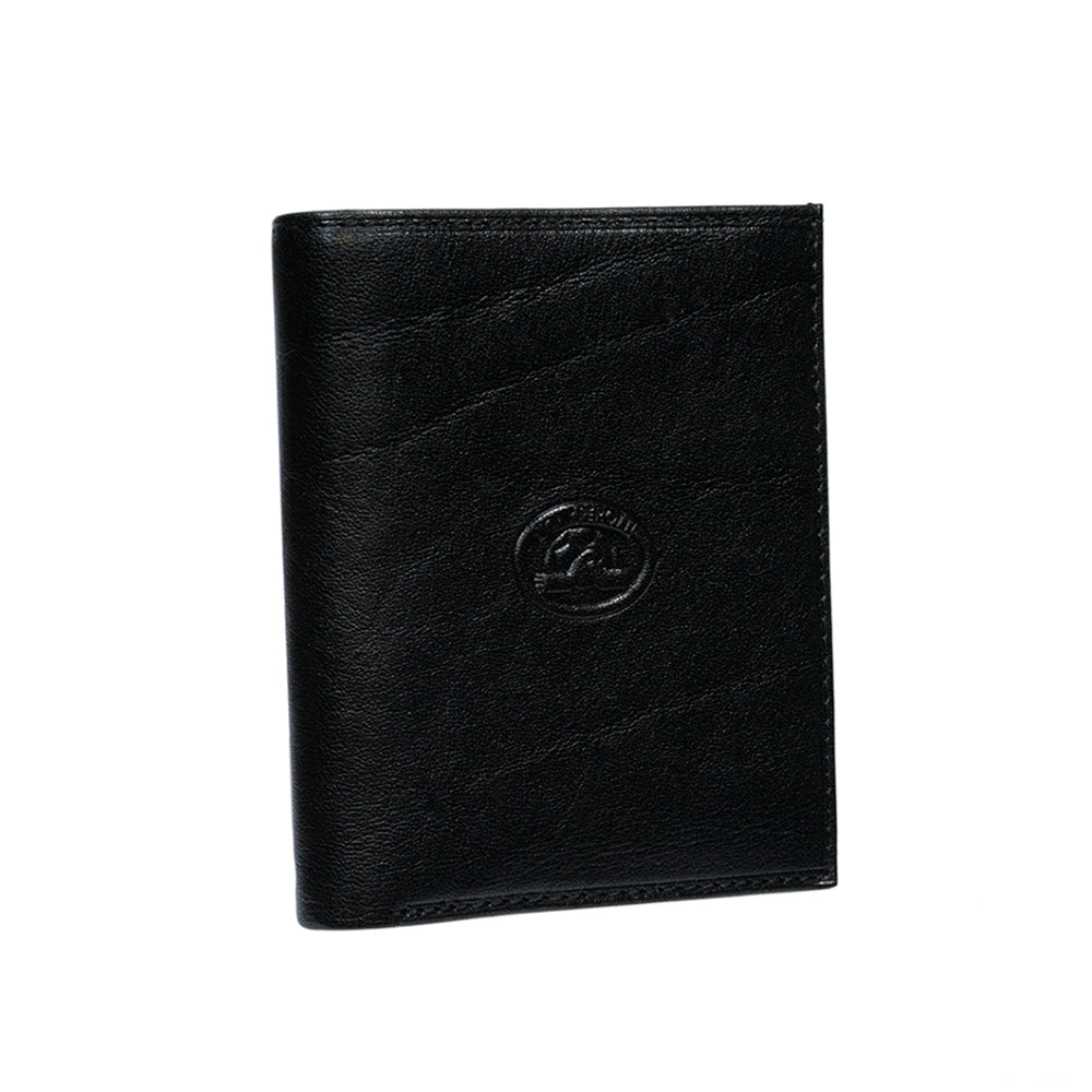 Tony Perotti メンズ ブラック レザー コンパクト 二つ折り財布 小銭入れ付き — Italico 1619 nero