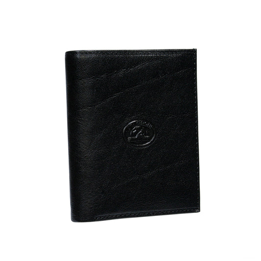 Tony Perotti Men's Black Leather Compact Bifold Wallet with Coin Pocket — Italico 1619 nero