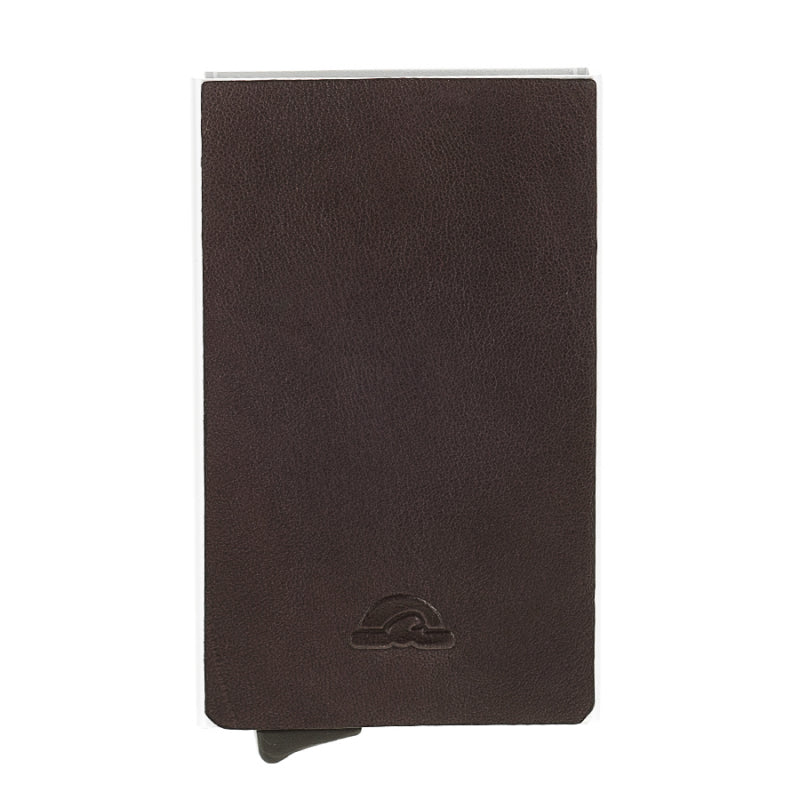 Tony Perotti Nevada 3771 moro — the dark brown leather card holder from the front, with the embossed Tony Perotti mark