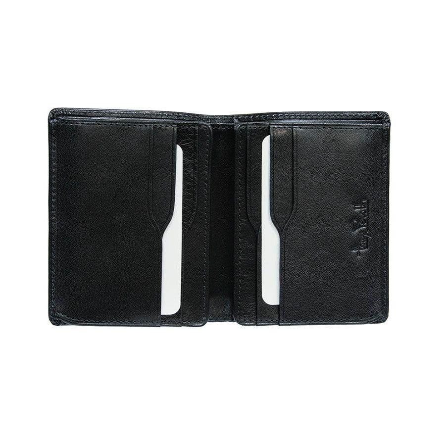 Tony Perotti Nevada 3774 nero black wallet open with cards in the vertical slots