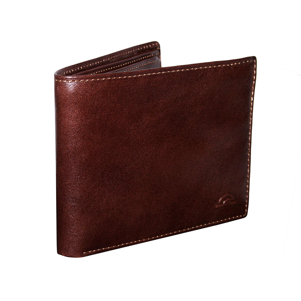 Tony Perotti Nevada 537 moro dark brown leather bifold wallet — three-quarter view