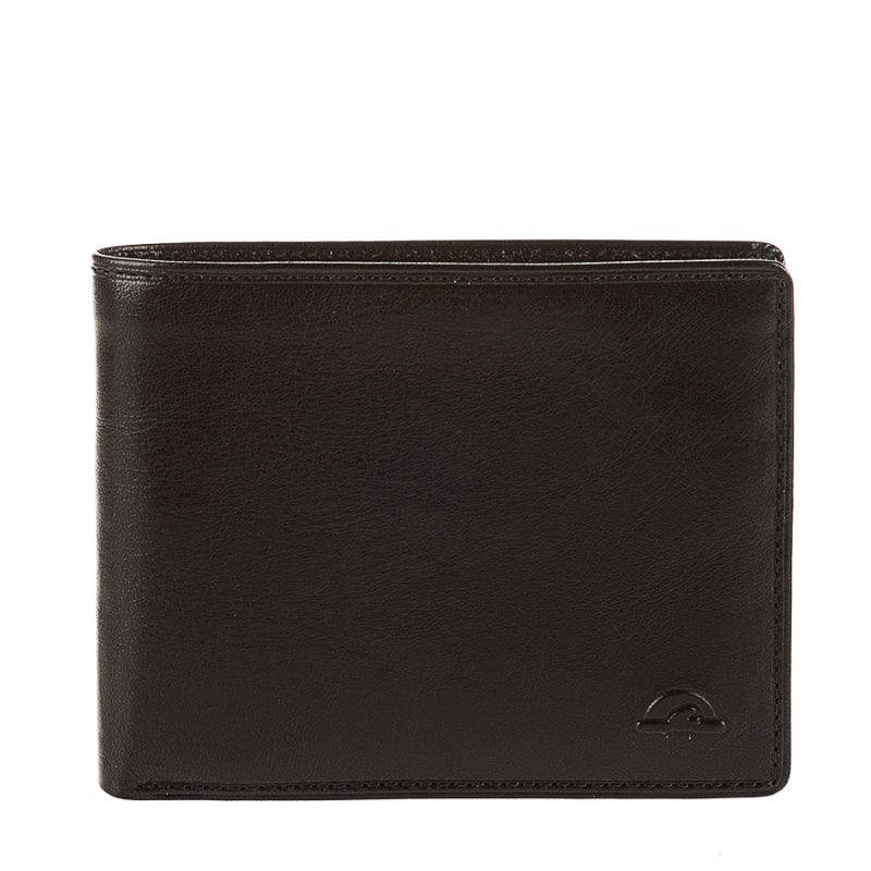 Tony Perotti Nevada 537 nero black leather bifold wallet — front with embossed turtle emblem