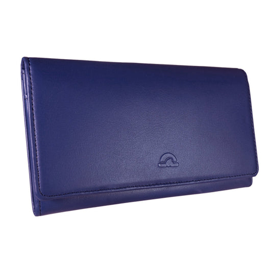 Tony Perotti New Rainbow 3435 bluette blue leather wallet — angled closed front view