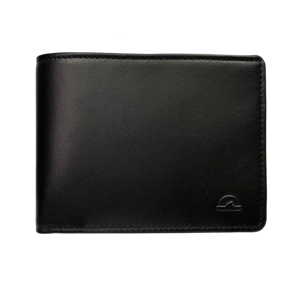 New Rainbow 533 nero — the front of the closed wallet with the embossed turtle emblem