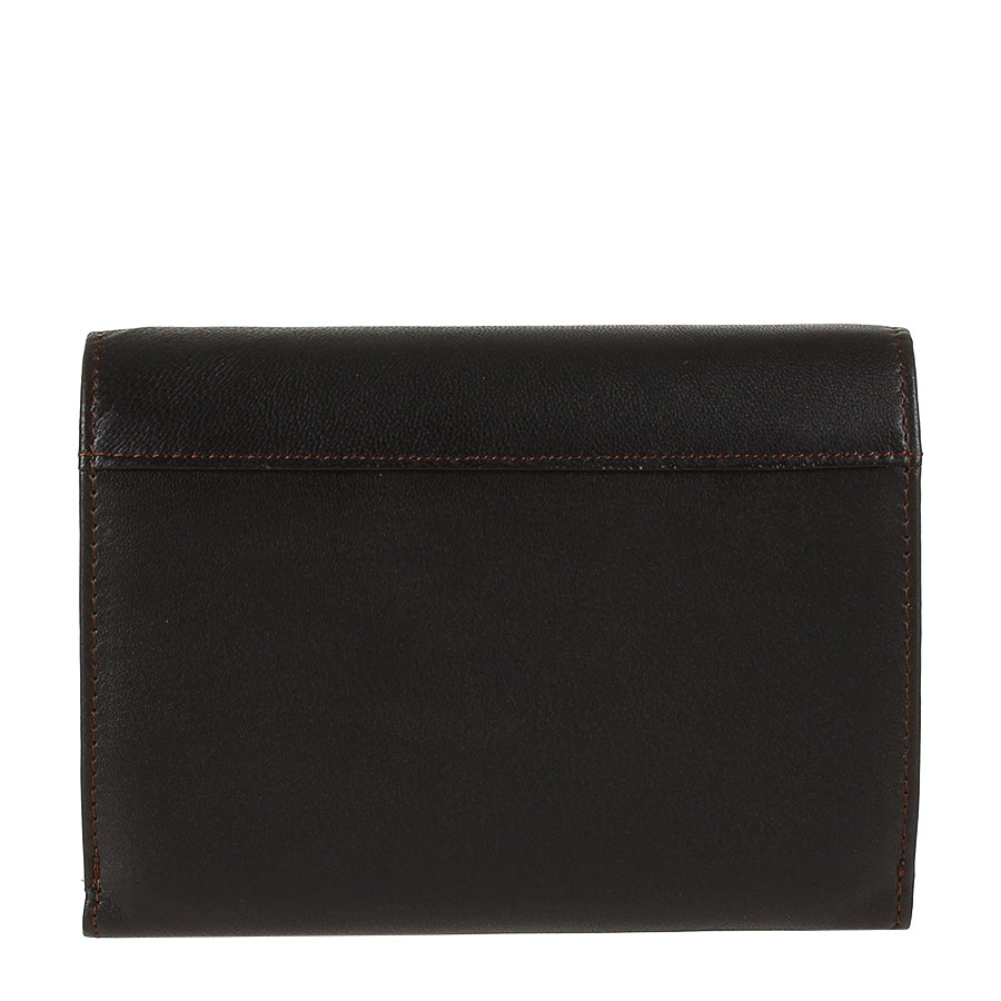 Tony Perotti Cortina 5115 Moro small dark brown leather trifold wallet, back view