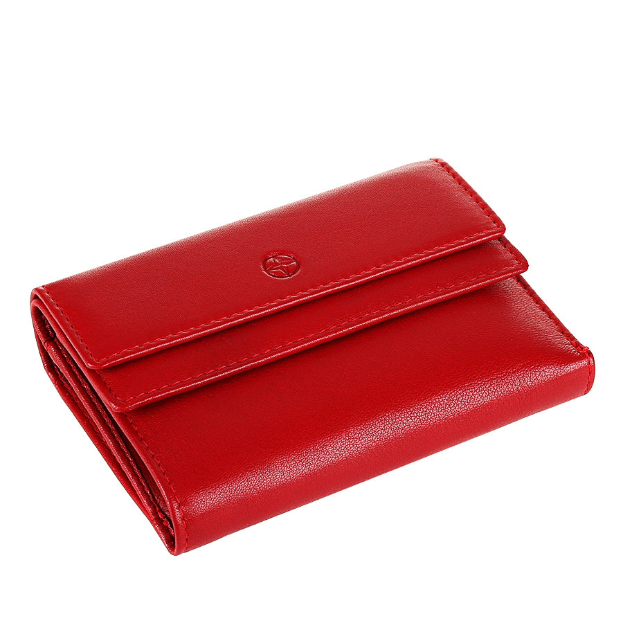 Tony Perotti Cortina 5115 Rosso small red leather wallet, angled view