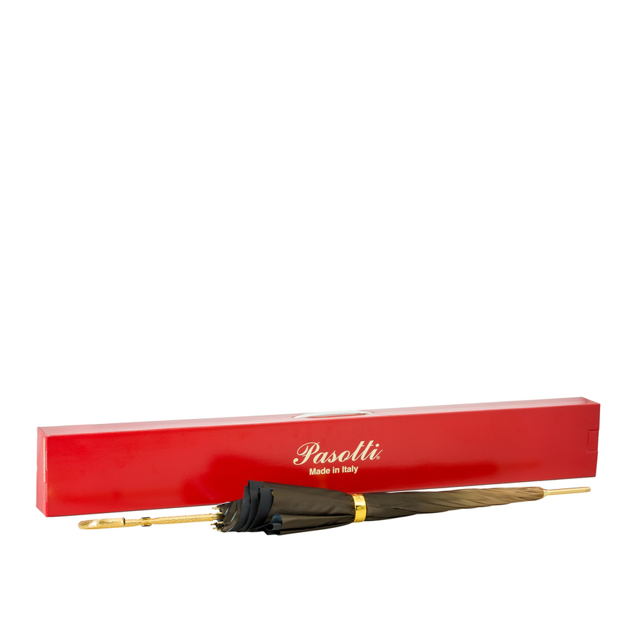 Pasotti bronze striped umbrella with branded gift box included