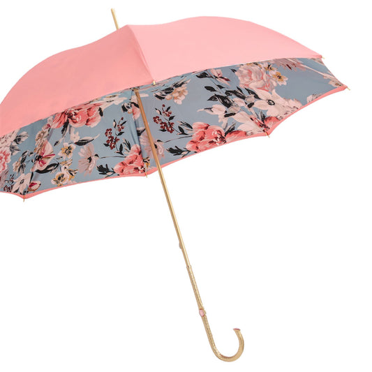 Pasotti Designer Women's Pink Floral Cane Umbrella — 189 9A436-6 P5