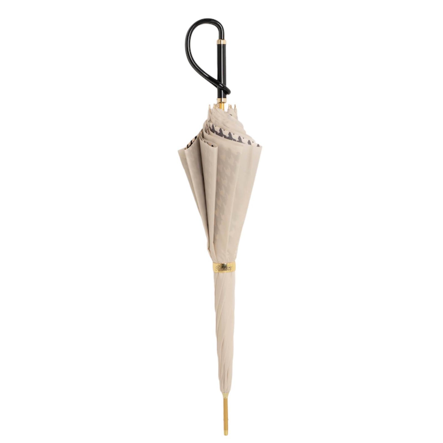 Closed Pasotti ivory cane umbrella with elegant full-size silhouette