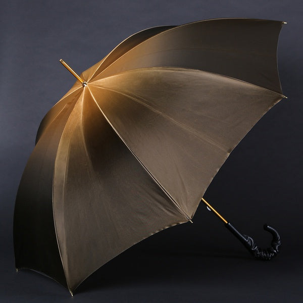 Pasotti bronze-brown floral umbrella with dahlia print detail