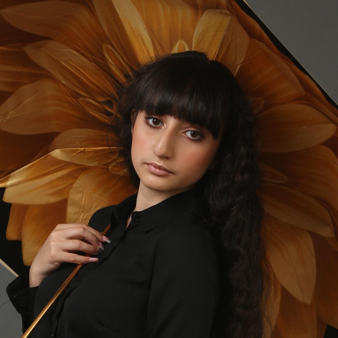 Luxury handmade Pasotti bronze floral umbrella from Italy