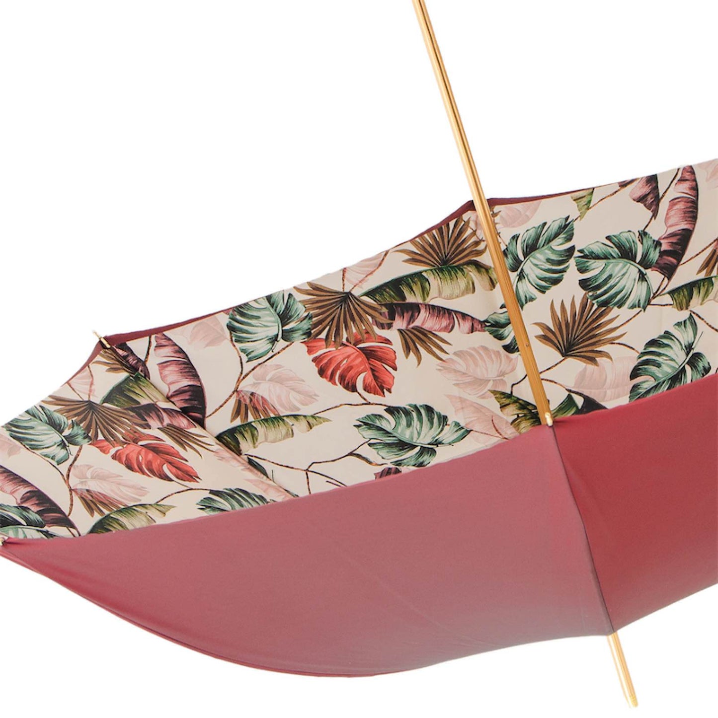 Pasotti burgundy tropical umbrella with elegant cane silhouette