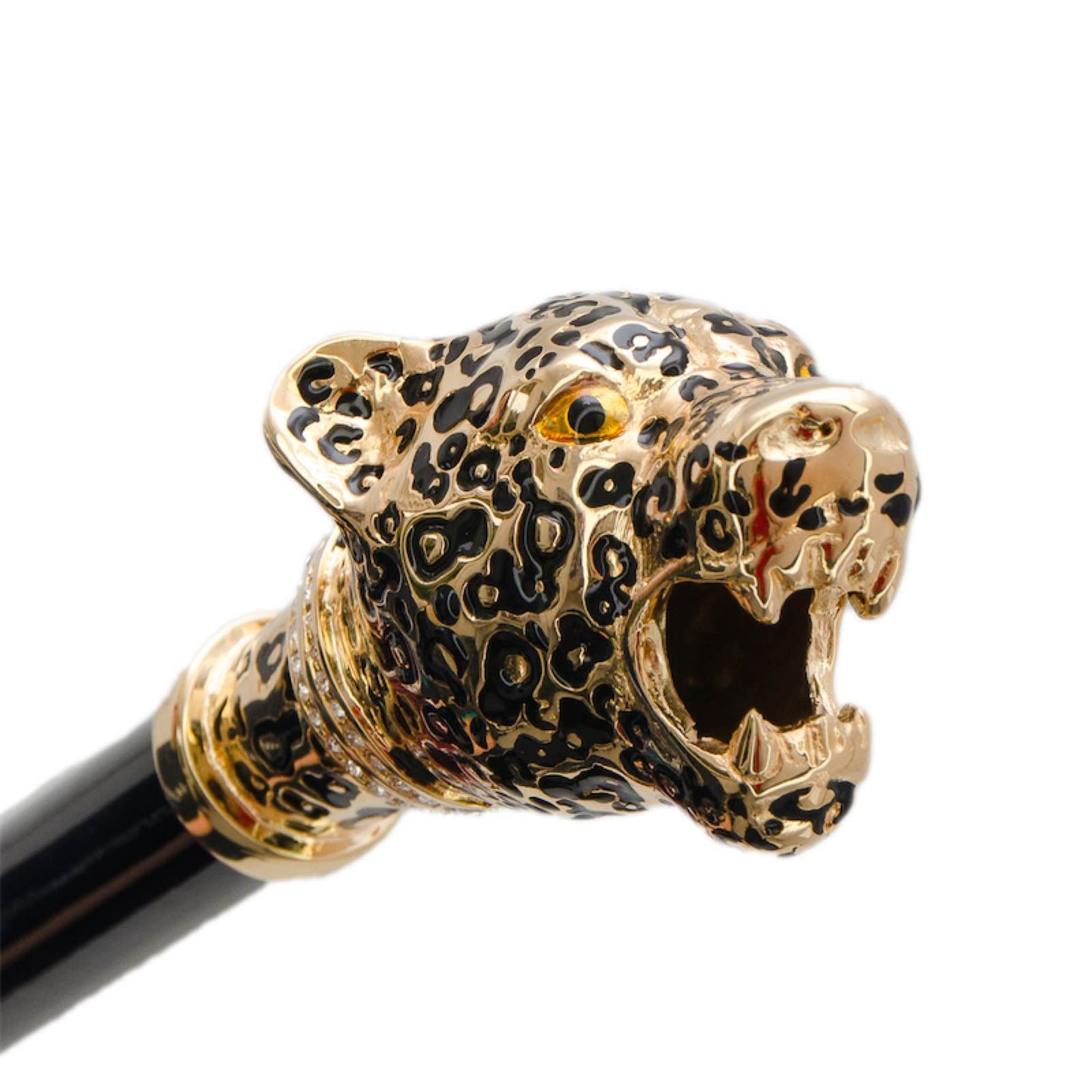 Enameled brass panther handle of Pasotti umbrella 