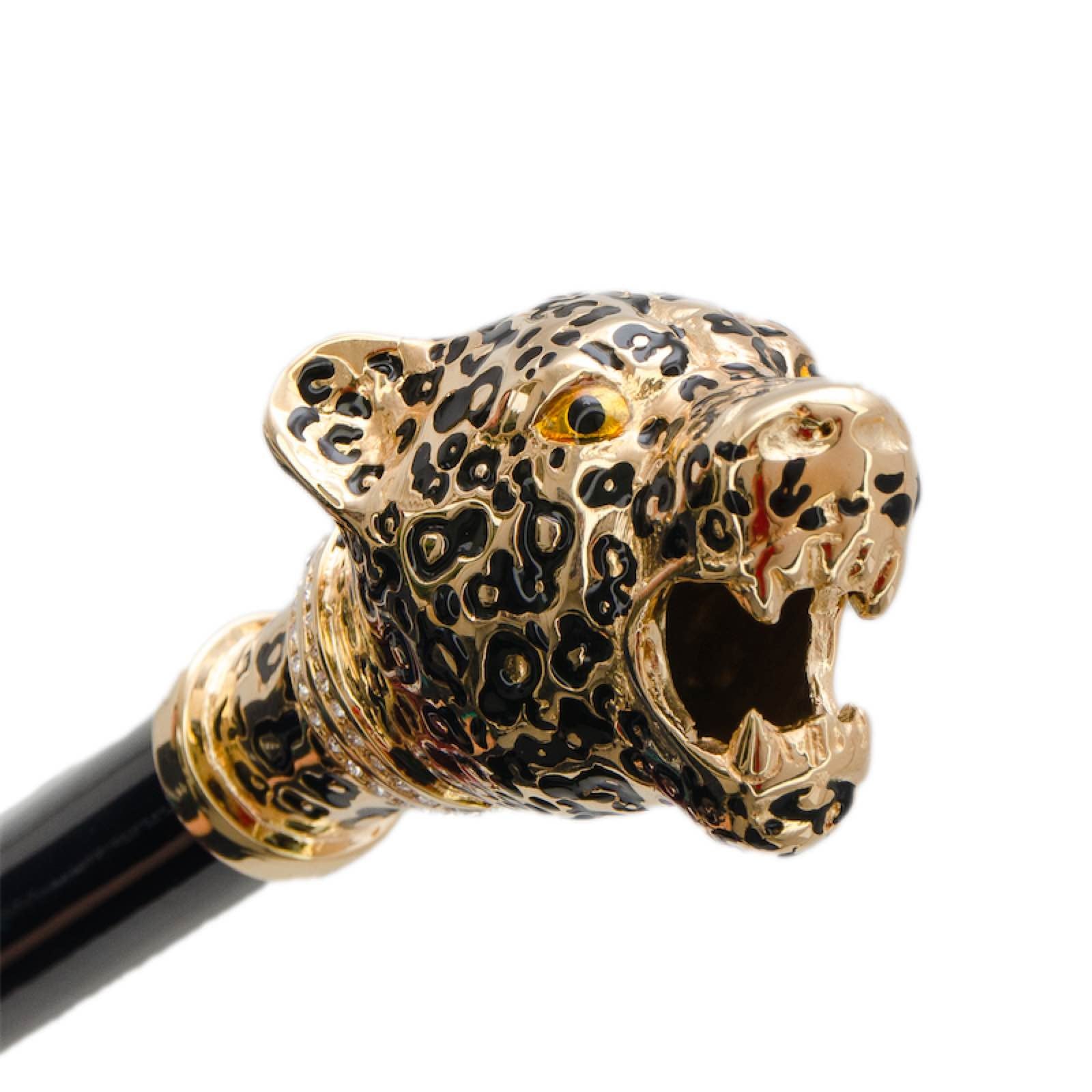 Enameled brass panther handle of Pasotti umbrella 