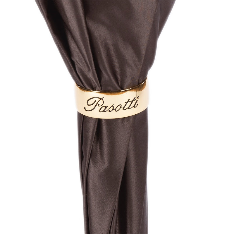 Gold-tone Pasotti logo ring on umbrella canopy