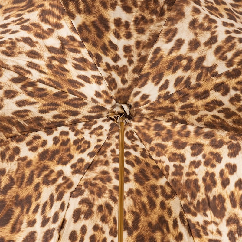 Porcelain handle of Pasotti cream leopard umbrella with yellow Swarovski crystals
