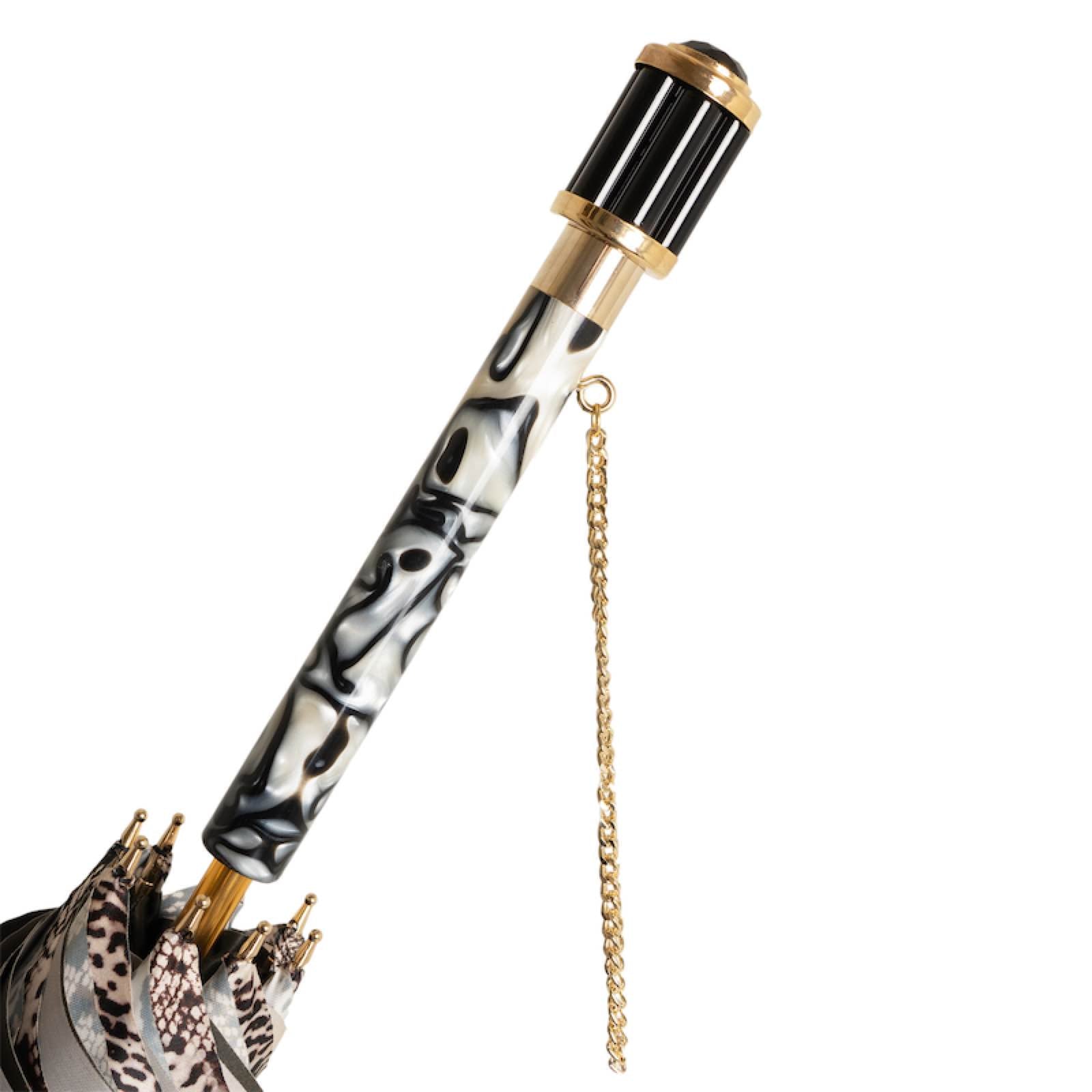 Pasotti umbrella handle with black acetate cylinder and gold accents