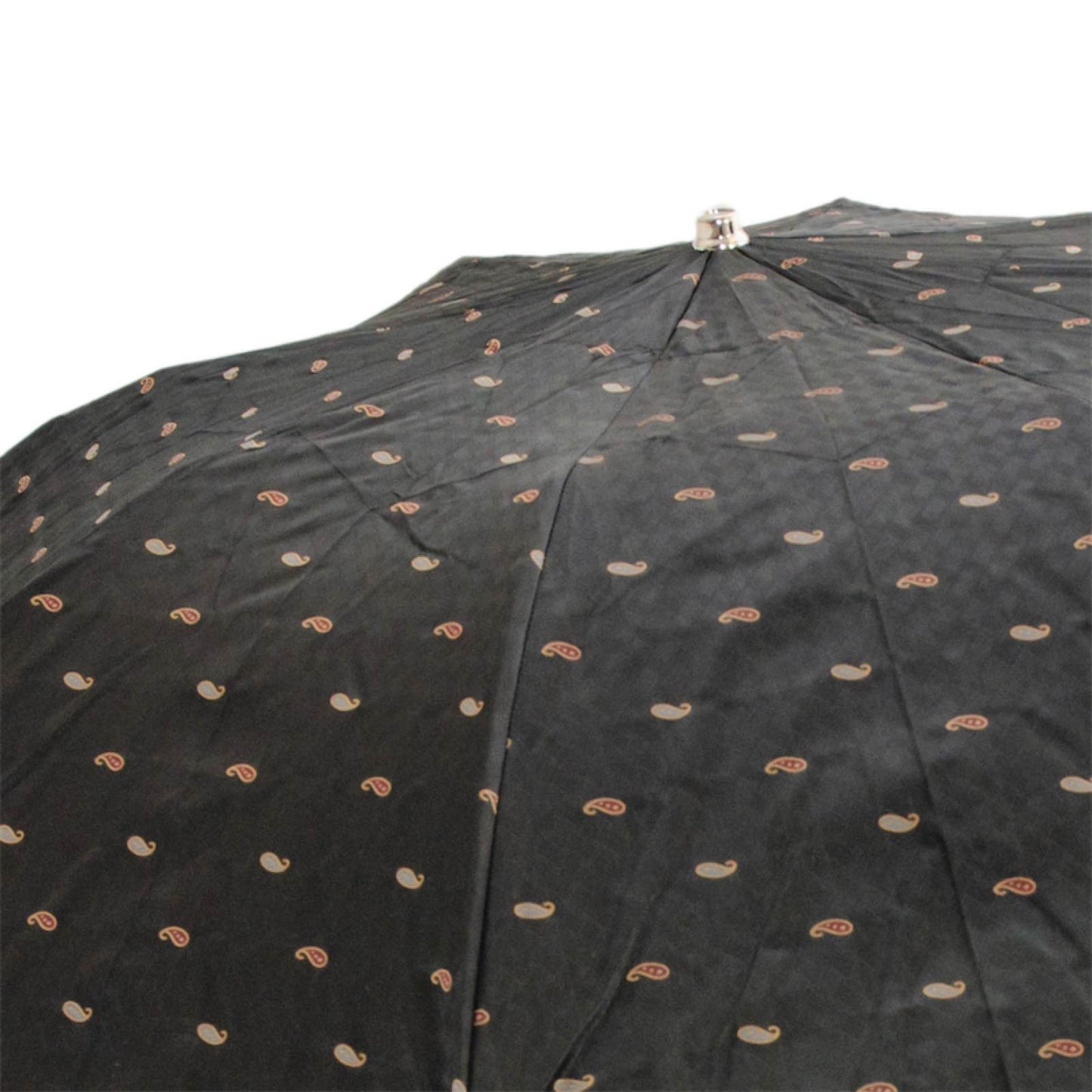 Close-up of paisley patterned canopy fabric on Pasotti men’s umbrella