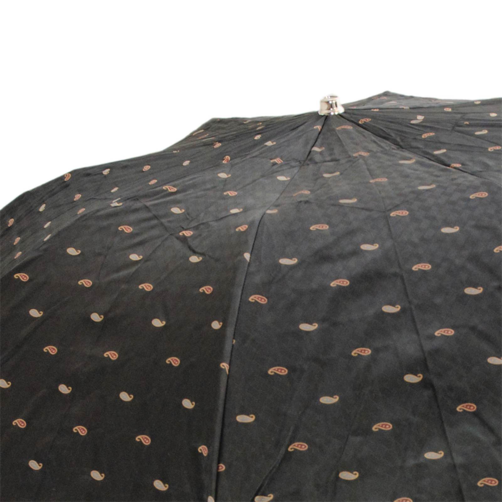 Close-up of paisley patterned canopy fabric on Pasotti men’s umbrella