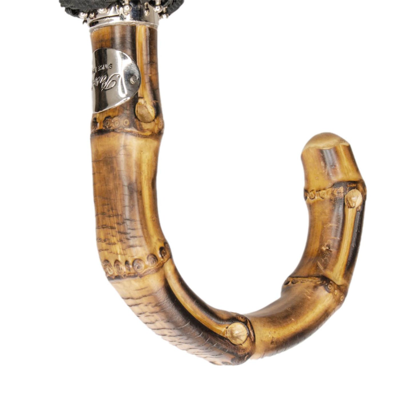 Close-up of Pasotti bamboo umbrella handle with metal joint